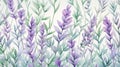 Intricate Watercolor Lavender Sprigs in Soft Purple and Green Hues AI Generated