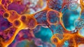 Intricate Web of Abstract Microtubules in Vibrant Colors Showcasing Cellular Dynamics