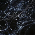 Intricate web of illuminated threads creating an abstract network on a dark background Royalty Free Stock Photo