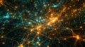 An intricate web of interconnected energy nodes showcasing the complex and efficient communication between various