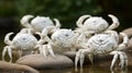 Intricate White Crab Sculptures: Exquisite Papier Mache Figurines