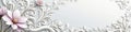Intricate white floral damask, elegant scrollwork, scroll, design