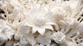 Intricate White Floral Sculpture Detail on Neutral Background