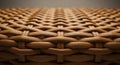 Intricate wicker pattern featuring tightly woven, light brown strands. The texture and Royalty Free Stock Photo