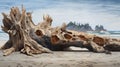 the intricate wood grain patterns and textures found in a piece of weathered driftwood.