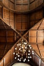 Intricate Wood Inlaid Ceiling and Light Fixture - Abandoned McDowell Memorial Presbyterian Church - Philadelphia, Pennsylvania