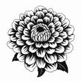 Intricate Woodcut Dahlia Flower Sketch: Bold Stencil Victorian-inspired Illustration