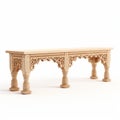 Intricate Wooden Bench In Oriental Style - 3d Render