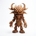 Intricate Wooden Demon Figure With Horns - Inspired By Brian Kesinger