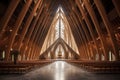 Intricate Wooden interior cathedral. Generate Ai