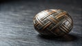 Intricate woven sphere on dark surface a close-up study of textured craftsmanship. Generative AI Royalty Free Stock Photo