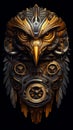 an intricately carved eagle on black background generative AI