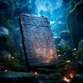 Intricately Carved Stone Tablet with Ancient Inscriptions