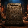 Intricately Carved Stone Tablet with Ancient Inscriptions