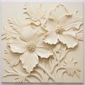 Intricately Carved White Flower Panel With Organic Realism