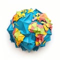 The Planet Earth, made of origami folded paper