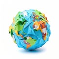 The Planet Earth, made of origami folded paper