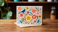 An intricately designed birthday card featuring cheerful illustrations