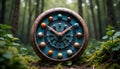 An intricately designed clock face showcases miniature, rotating planets in place of numbers, Royalty Free Stock Photo