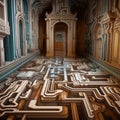 Intricately Designed 3d Hallway With Baroque Energy