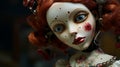 Intricately Designed Doll: A Playful Yet Macabre Close-up Photo