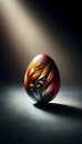 Intricately Designed Easter Egg Illuminated by a Dramatic Spotlight Royalty Free Stock Photo