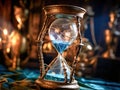 Intriguing hourglass time-turner in a fantasy science fiction setting