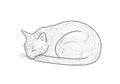 An intricately designed illustration of a resting cat, featuring Royalty Free Stock Photo