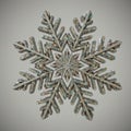 Intricately designed snowflake with a geometric pattern and mosaic-like texture. Royalty Free Stock Photo