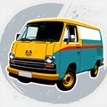 School Days Revived: Cheerful School Van Vector Sticker for Creativity