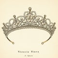 An intricately designed tiara featuring multiple rows of pearls and gemstones, with a Royalty Free Stock Photo