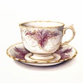 Intricately Designed Watercolor Tea Cup Artwork