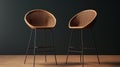 Intricately Designed Wooden Leg Bar Stools For Realistic Renderings