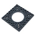 An Ornate Dark Gray Diamond- Shaped Frame with Intricate Floral Scrollwork on a White Background Royalty Free Stock Photo