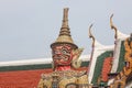 Intricately detailed giant demon guardian statue in Wat Phra Kaew temple. Bangkok, Thailand. Royalty Free Stock Photo