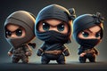 Mini Fighting Ninjas Battling with Precision and Skill AI Generated Illustration