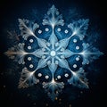 Intricately patterned snowflakes gently falling against a dark, starry night backdrop