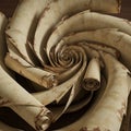 Intricately rolled scrolls form a spiral pattern, resembling a nautilus shell. The scrolls Royalty Free Stock Photo