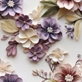 Intricately Sculpted Colored Quilling Flowers In Beige And Violet Royalty Free Stock Photo