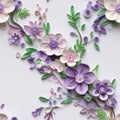 Intricately Sculpted Purple Paper Flowers With Rococo Pastel Colors