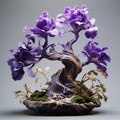 Intricately Sculpted Purple Tree: A Vibrant Still Life In Mori Kei Style