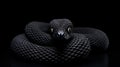 Intricately Textured Black Snake Sculpture On Dark Background Royalty Free Stock Photo