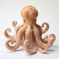 Intricately Textured Crocheted Octopus On White Background