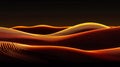 Abstract Flowing Luminous Waves in Orange and Yellow Hues on a Dark Background, Futuristic Digital Visualization of Energy Lines Royalty Free Stock Photo
