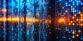 Intriguing Abstract Blue and Orange Binary Code on a Glass Surface A Stunning Visual Representation of Digital Data