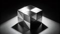Intriguing Abstract Monochrome Cube A Study in Geometric Form and LowLight Atmosphere Royalty Free Stock Photo