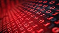 Intriguing abstract red background with binary code representing data breaches, malware, cyber attacks, and hacking Royalty Free Stock Photo