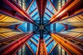 Intriguing Architectural Detail A MidAltitude Perspective of Interlocking Building Crossbeams Capturing Structural Royalty Free Stock Photo