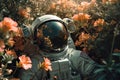 Intriguing Astronaut flowers. Generate Ai