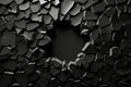 Intriguing black broken wall depicted in a mesmerizing 3D render